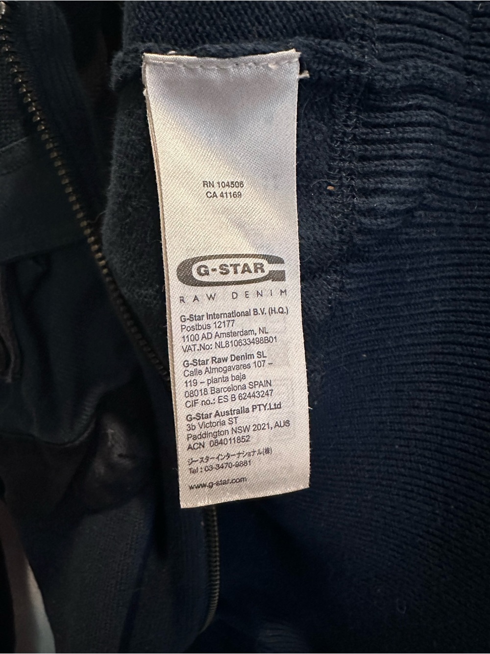 G-Star Raw Navy Zip-Up Hoodie with Metal Zipper - Picture 5 of 6